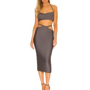 superdown Charcoal Cutout Midi Dress